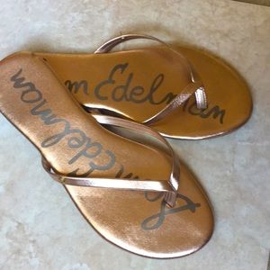 Sam Edelman rose gold 7 thong sandals.